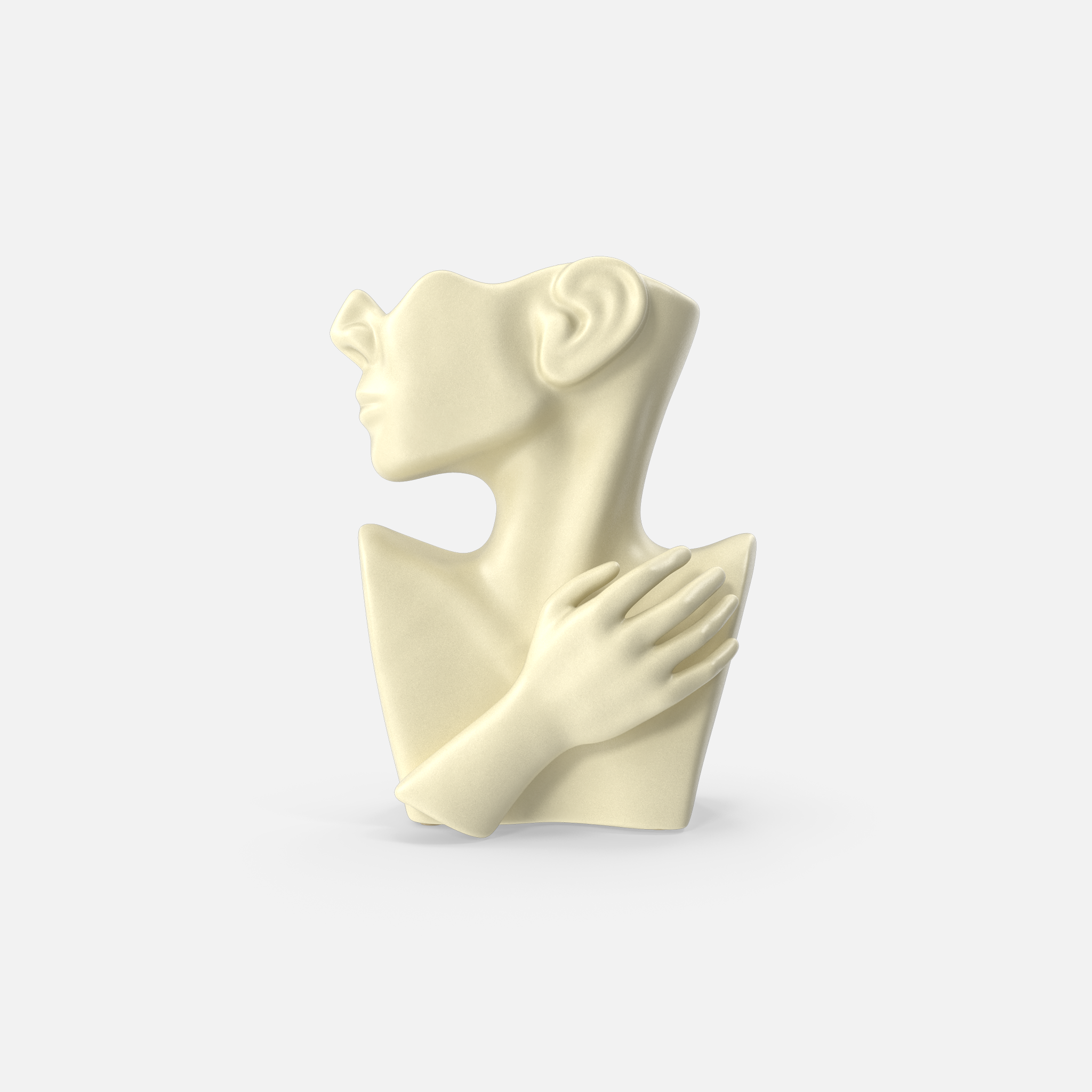 Abstract Bust Vase Beige